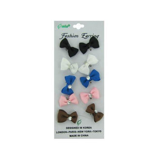 Bow earrings card with five pair ( Case of 24 )