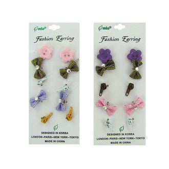 Buttons and bows fashion earrings assorted styles ( Case of 24 )