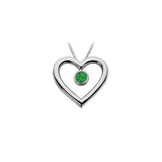 Emerald Heart Pendant : 14K White Gold - 0.50 CT TGW