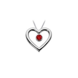 Ruby Heart Pendant : 14K White Gold - 0.50 CT TGW