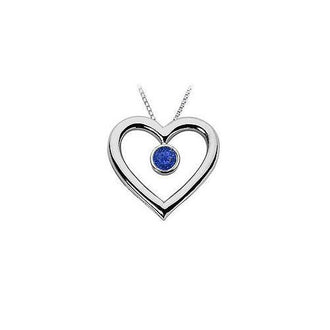 Sapphire Heart Pendant : 14K White Gold - 0.50 CT TGW