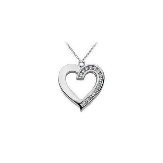 Diamond Heart Pendant : 14K White Gold - 0.50 CT Diamonds