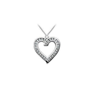 Diamond Heart Pendant : 14K White Gold - 1.00 CT Diamonds