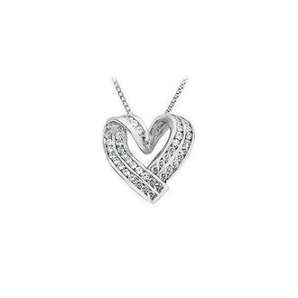 Diamond Heart Pendant : 14K White Gold - 1.00 CT Diamonds