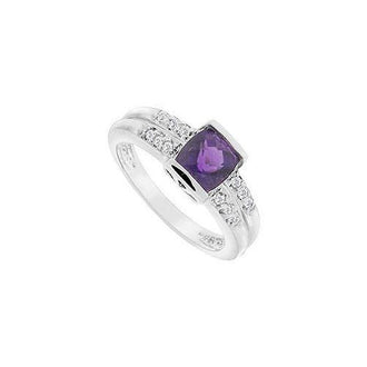 Amethyst and Diamond Ring : 14K White Gold - 1.33 CT TGW