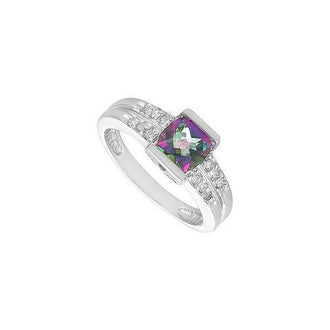 Mystic Topaz and Diamond Ring : 14K White Gold - 1.66 CT TGW