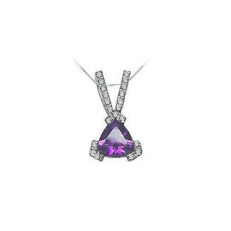 Amethyst and Diamond Pendant : 14K White Gold - 1.25 CT TGW