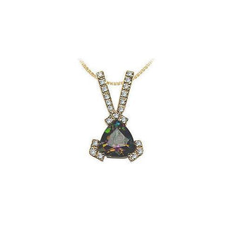 Mystic Topaz and Diamond Pendant : 14K Yellow Gold - 1.10 CT TGW