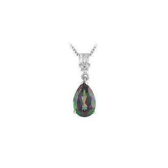 Mystic Topaz and Diamond Pendant : 14K White Gold - 2.00 CT TGW