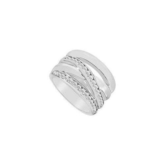 Diamond Crossover Ring : 14K White Gold - 0.75 CT Diamonds