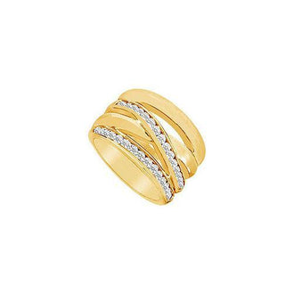 Diamond Crossover Ring : 14K Yellow Gold - 0.75 CT Diamonds