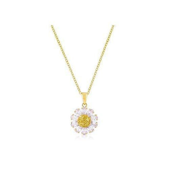 Goldtone Purple And Yellow Cubic Zirconia Floral Pendant (pack of 1 ea)