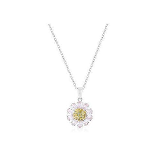 Silvertone Purple And Yellow Cubic Zirconia Floral Pendant (pack of 1 ea)