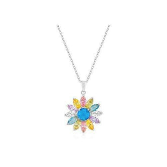 Silvertone Colorful Flower Pendant (pack of 1 ea)