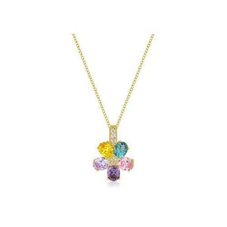 Multi-color Floral Pendant In Goldtone (pack of 1 ea)