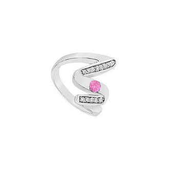 Pink Sapphire Zig-Zag Ring : 14K White Gold : 0.50 CT TGW