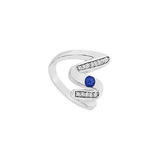 Blue Sapphire Zig-Zag Ring : 14K White Gold : 0.50 CT TGW