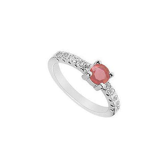 Ruby and Diamond Ring : 14K White Gold - 0.75 CT TGW