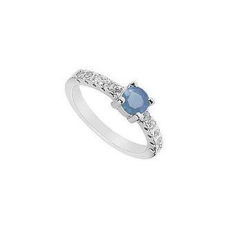 Sapphire and Diamond Ring : 14K White Gold - 0.75 CT TGW