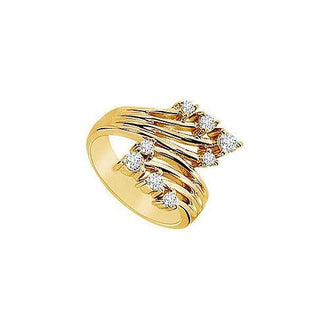 Diamond Crossover Ring : 14K Yellow Gold - 0.50 CT Diamonds