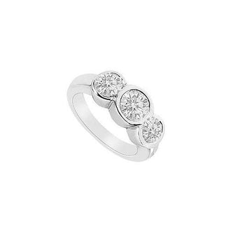 Three Stone Diamond Ring : 14K White Gold - 1.75 CT Diamonds