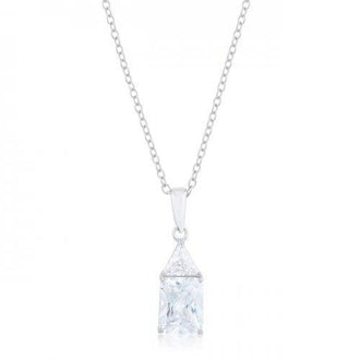 Classic Cubic Zirconia Sterling Silver Drop Necklace (pack of 1 ea)