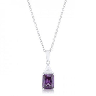 Classic Amethyst Cubic Zirconia Sterling Silver Drop Necklace (pack of 1 ea)