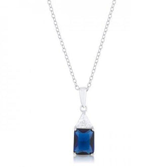 Classic Sapphire Cubic Zirconia Sterling Silver Drop Necklace (pack of 1 ea)