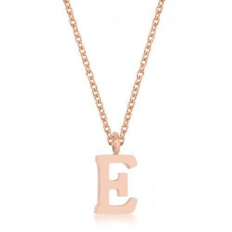 Elaina Rose Gold Stainless Steel E Initial Necklace (pack of 1 ea)