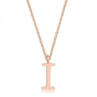 Elaina Rose Gold Stainless Steel I Initial Necklace (pack of 1 ea)