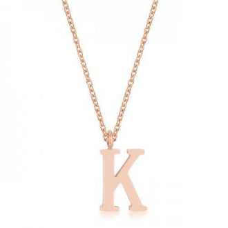 Elaina Rose Gold Stainless Steel K Initial Necklace (pack of 1 ea)