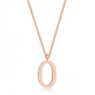 Elaina Rose Gold Stainless Steel O Initial Necklace (pack of 1 ea)