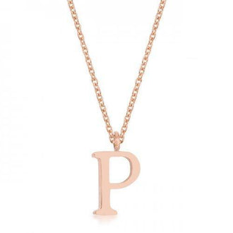 Elaina Rose Gold Stainless Steel P Initial Necklace (pack of 1 ea)