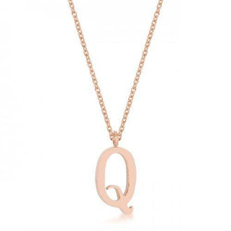 Elaina Rose Gold Stainless Steel Q Initial Necklace (pack of 1 ea)