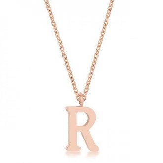 Elaina Rose Gold Stainless Steel R Initial Necklace (pack of 1 ea)