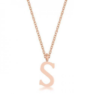 Elaina Rose Gold Stainless Steel S Initial Necklace (pack of 1 ea)