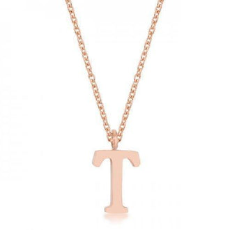 Elaina Rose Gold Stainless Steel T Initial Necklace (pack of 1 ea)