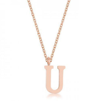 Elaina Rose Gold Stainless Steel U Initial Necklace (pack of 1 ea)