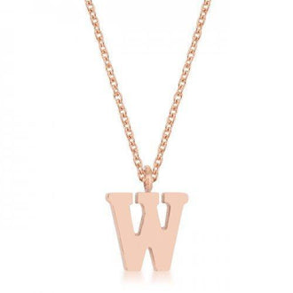 Elaina Rose Gold Stainless Steel W Initial Necklace (pack of 1 ea)