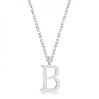 Elaina Rhodium Stainless Steel B Initial Necklace (pack of 1 ea)