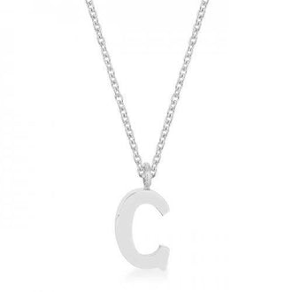 Elaina Rhodium Stainless Steel C Initial Necklace (pack of 1 ea)