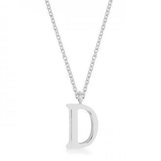 Elaina Rhodium Stainless Steel D Initial Necklace (pack of 1 ea)