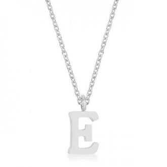 Elaina Rhodium Stainless Steel E Initial Necklace (pack of 1 ea)