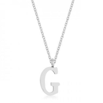 Elaina Rhodium Stainless Steel G Initial Necklace (pack of 1 ea)