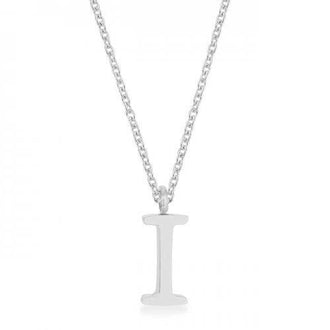 Elaina Rhodium Stainless Steel I Initial Necklace (pack of 1 ea)