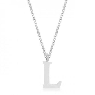 Elaina Rhodium Stainless Steel L Initial Necklace (pack of 1 ea)