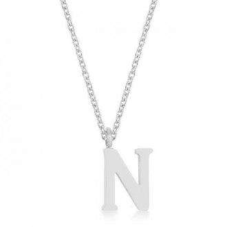 Elaina Rhodium Stainless Steel N Initial Necklace (pack of 1 ea)