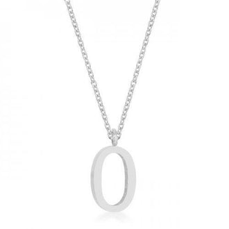 Elaina Rhodium Stainless Steel O Initial Necklace (pack of 1 ea)