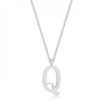 Elaina Rhodium Stainless Steel Q Initial Necklace (pack of 1 ea)