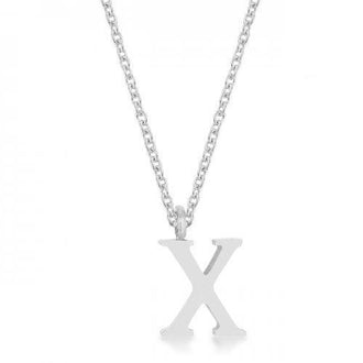 Elaina Rhodium Stainless Steel X Initial Necklace (pack of 1 ea)